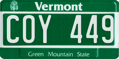 VT license plate COY449