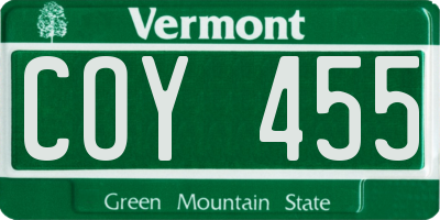 VT license plate COY455