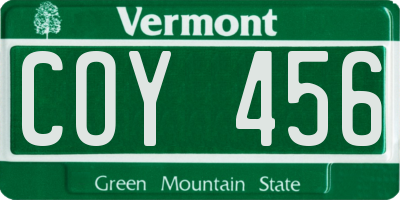 VT license plate COY456