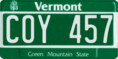 VT license plate COY457