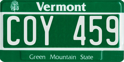 VT license plate COY459