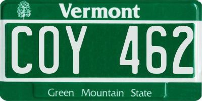 VT license plate COY462