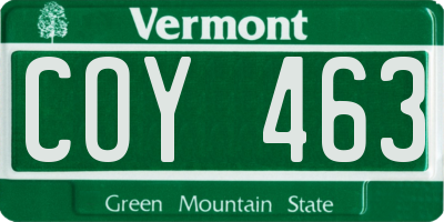 VT license plate COY463