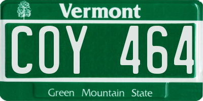 VT license plate COY464