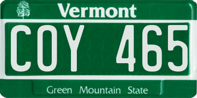 VT license plate COY465