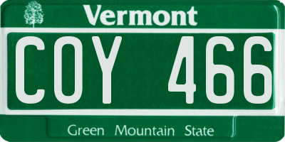 VT license plate COY466