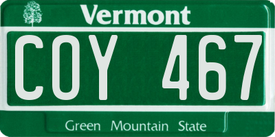 VT license plate COY467