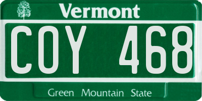 VT license plate COY468