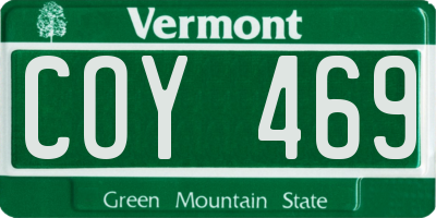 VT license plate COY469