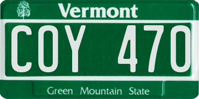 VT license plate COY470