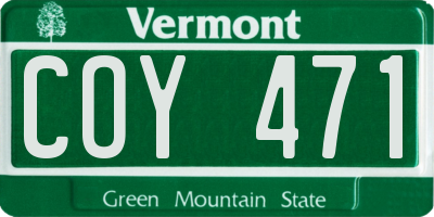 VT license plate COY471