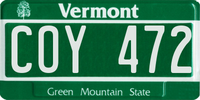 VT license plate COY472