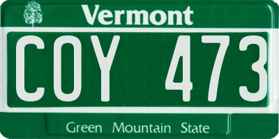 VT license plate COY473