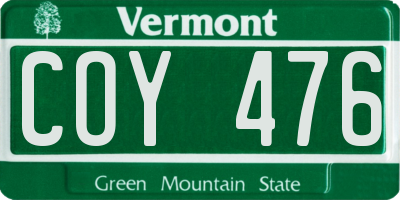 VT license plate COY476