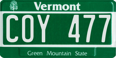 VT license plate COY477