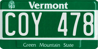 VT license plate COY478