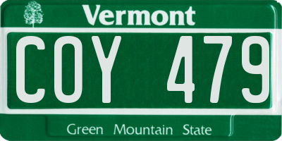 VT license plate COY479