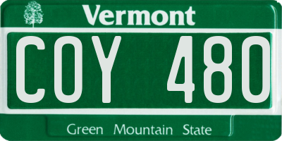 VT license plate COY480