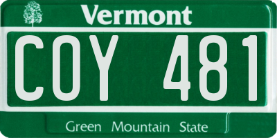 VT license plate COY481