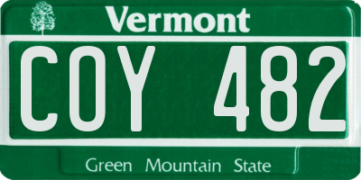 VT license plate COY482