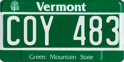 VT license plate COY483