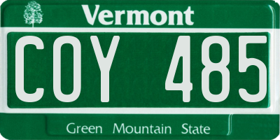 VT license plate COY485