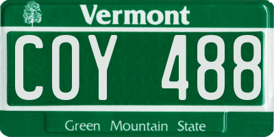 VT license plate COY488
