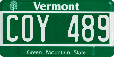VT license plate COY489