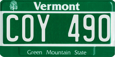 VT license plate COY490