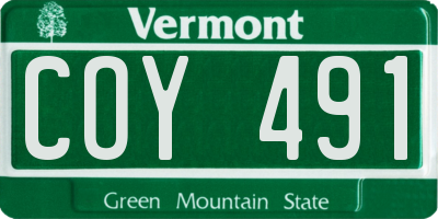 VT license plate COY491