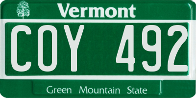 VT license plate COY492