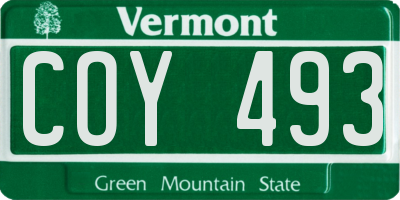 VT license plate COY493