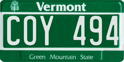 VT license plate COY494