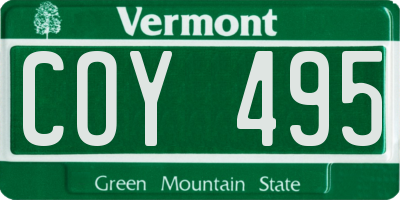 VT license plate COY495