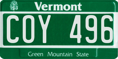 VT license plate COY496