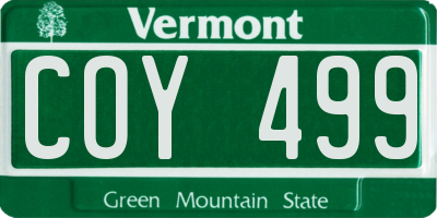 VT license plate COY499