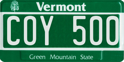 VT license plate COY500