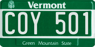 VT license plate COY501