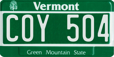 VT license plate COY504