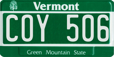 VT license plate COY506
