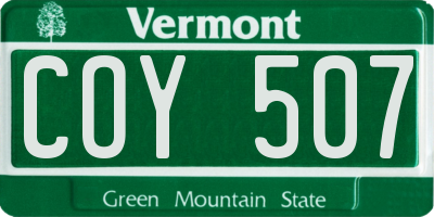 VT license plate COY507