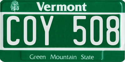 VT license plate COY508