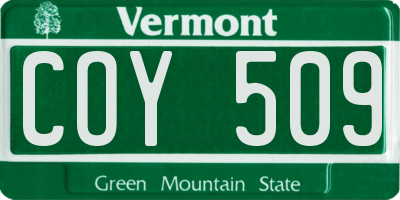 VT license plate COY509