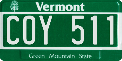 VT license plate COY511