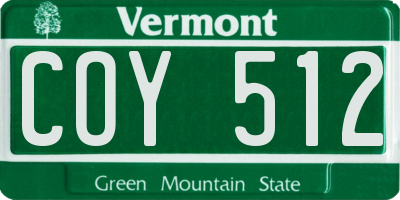 VT license plate COY512