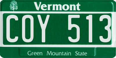 VT license plate COY513