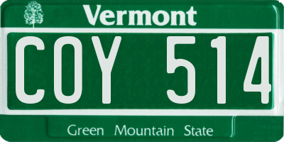 VT license plate COY514