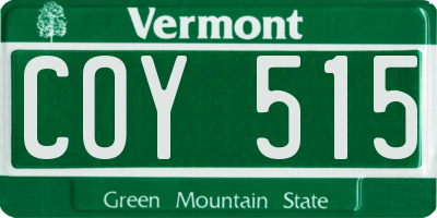 VT license plate COY515
