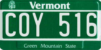 VT license plate COY516