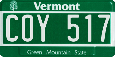 VT license plate COY517
